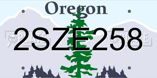 2SZE258 Oregon License Plate