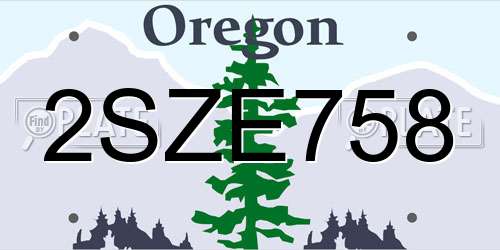 2SZE758 Oregon License Plate