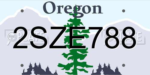 2SZE788 Oregon License Plate