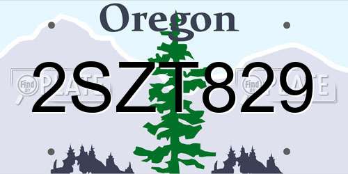 2SZT829 Oregon License Plate