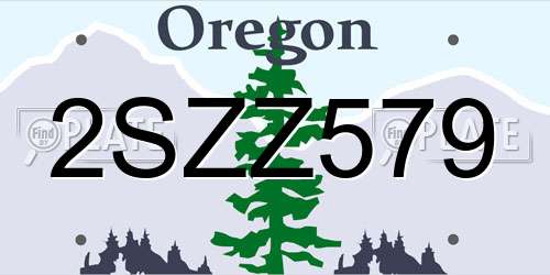2SZZ579 Oregon License Plate