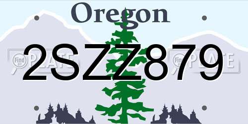 2SZZ879 Oregon License Plate