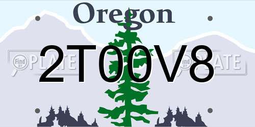 2T00V8 Oregon License Plate