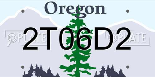 2T06D2 Oregon License Plate