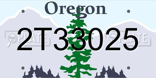 2T33025 Oregon License Plate