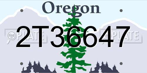 2T36647 Oregon License Plate