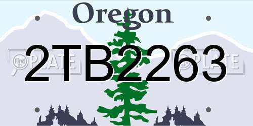 2TB2263 Oregon License Plate