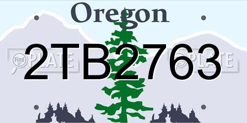 2TB2763 Oregon License Plate