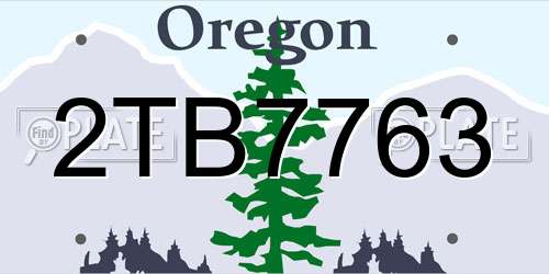2TB7763 Oregon License Plate