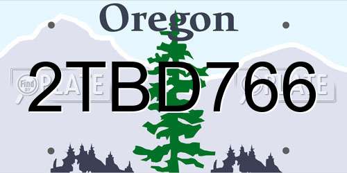 2TBD766 Oregon License Plate