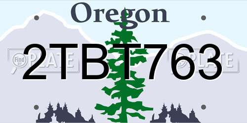 2TBT763 Oregon License Plate