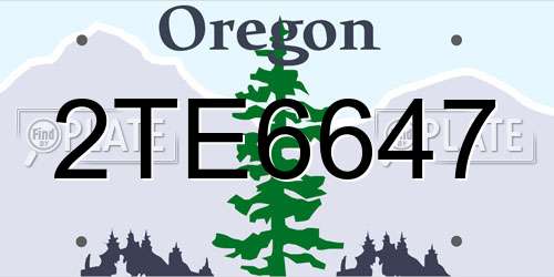 2TE6647 Oregon License Plate