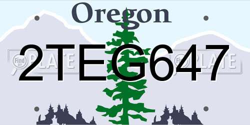 2TEG647 Oregon License Plate