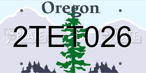 2TET026 Oregon License Plate