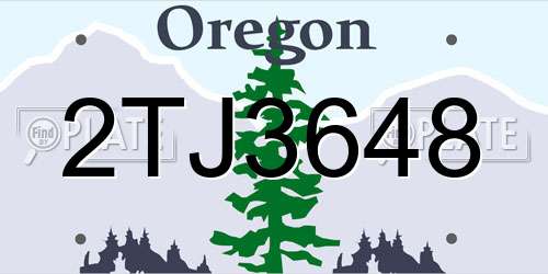 2TJ3648 Oregon License Plate