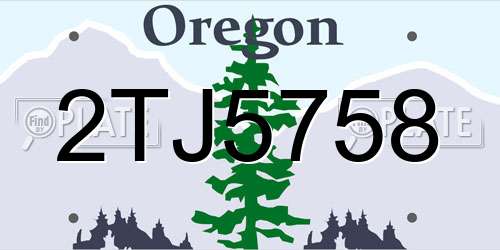 2TJ5758 Oregon License Plate