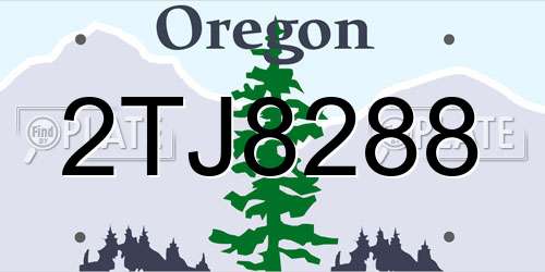 2TJ8288 Oregon License Plate