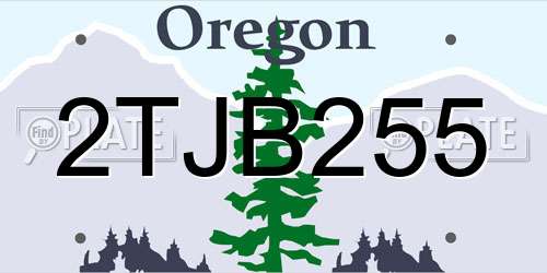 2TJB255 Oregon License Plate