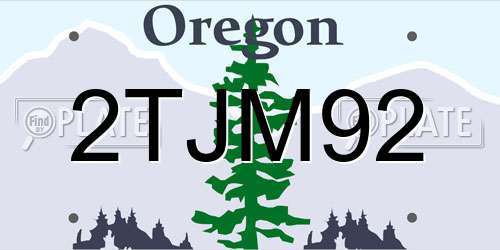 2TJM92 Oregon License Plate