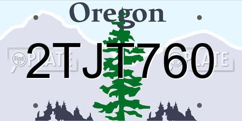 2TJT760 Oregon License Plate