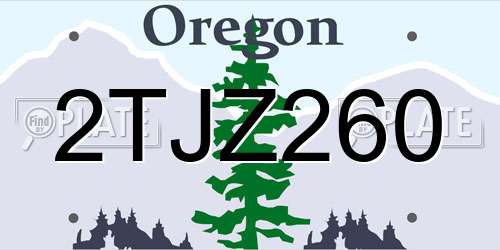 2TJZ260 Oregon License Plate