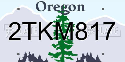 2TKM817 Oregon License Plate