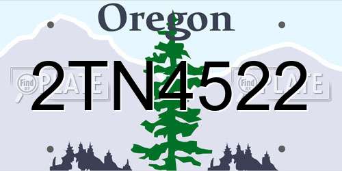 2TN4522 Oregon License Plate