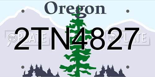2TN4827 Oregon License Plate