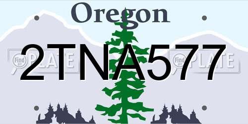 2TNA577 Oregon License Plate