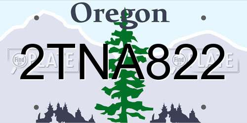 2TNA822 Oregon License Plate
