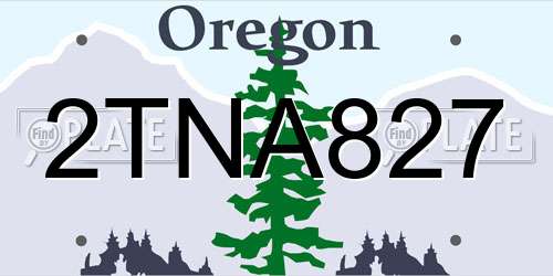2TNA827 Oregon License Plate
