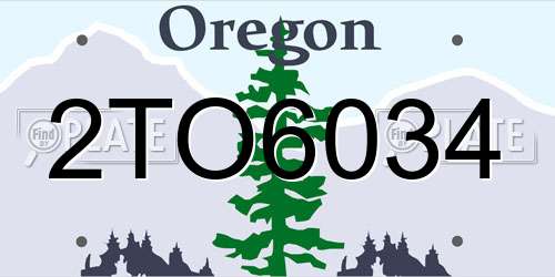 2TO6034 Oregon License Plate
