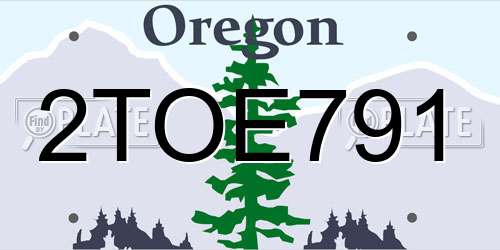 2TOE791 Oregon License Plate