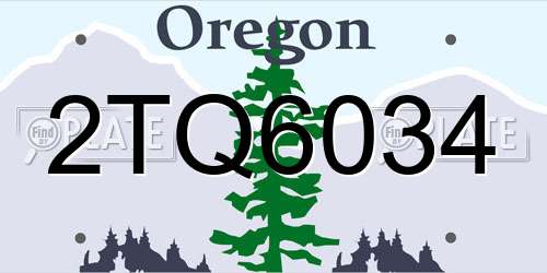 2TQ6034 Oregon License Plate