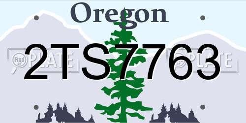 2TS7763 Oregon License Plate
