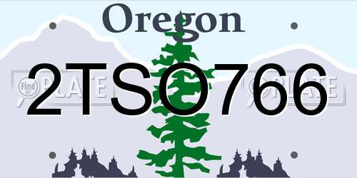 2TSO766 Oregon License Plate