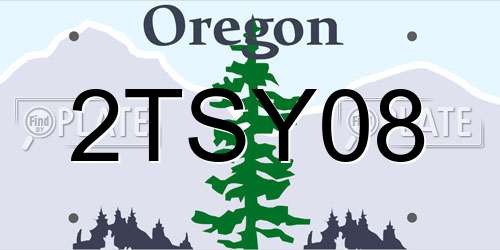 2TSY08 Oregon License Plate