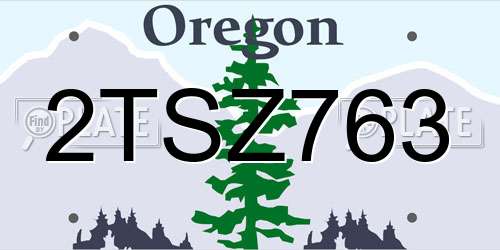2TSZ763 Oregon License Plate