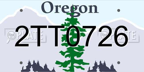 2TT0726 Oregon License Plate