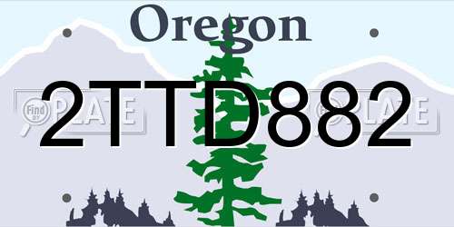 2TTD882 Oregon License Plate