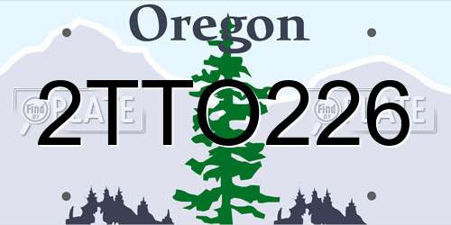 2TTO226 Oregon License Plate