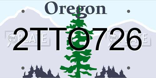 2TTO726 Oregon License Plate