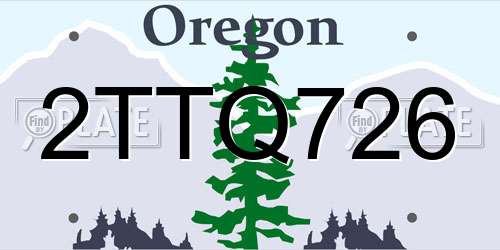 2TTQ726 Oregon License Plate