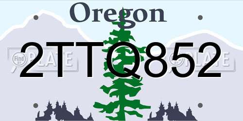 2TTQ852 Oregon License Plate