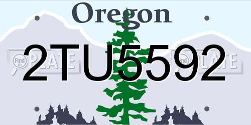 2TU5592 Oregon License Plate