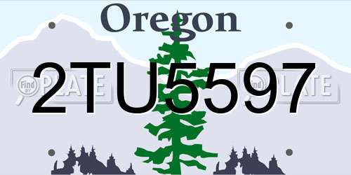 2TU5597 Oregon License Plate