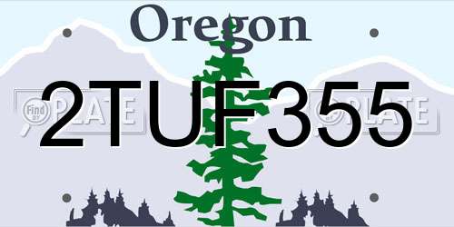 2TUF355 Oregon License Plate