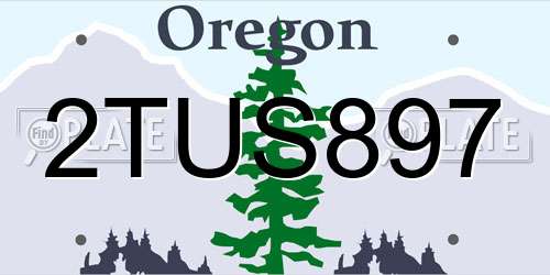 2TUS897 Oregon License Plate