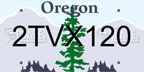2TVX120 Oregon License Plate
