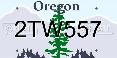 2TW557 Oregon License Plate